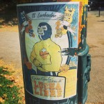 On a lamp post on the banks of the River Po