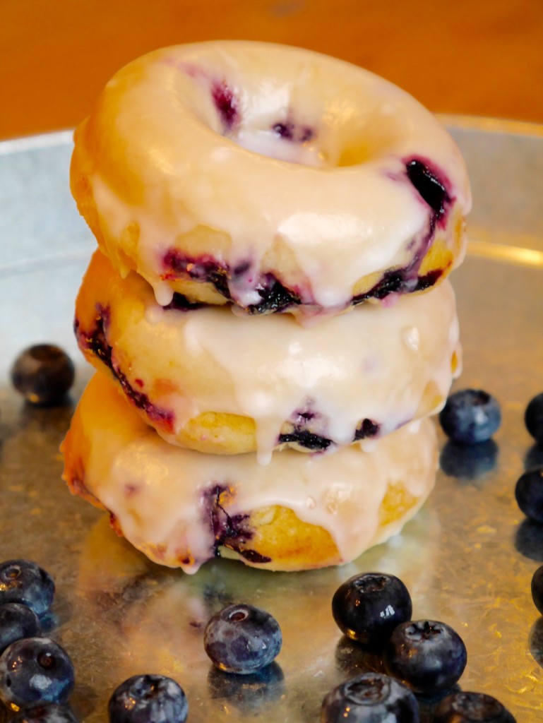 Baked Blueberry Lemon Glazed Doughnuts