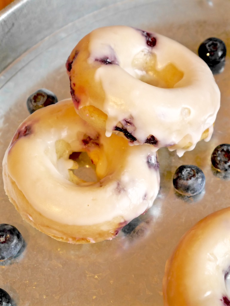 Baked Blueberry Lemon Glazed Doughnuts